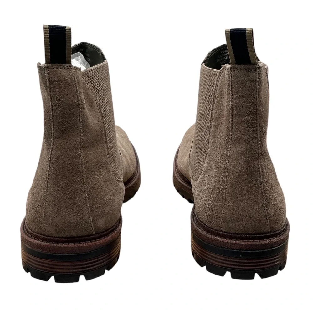 Steve Madden Mens Suede Chelsea Boots Taupe Brown Lug Sole Pull On Size 10